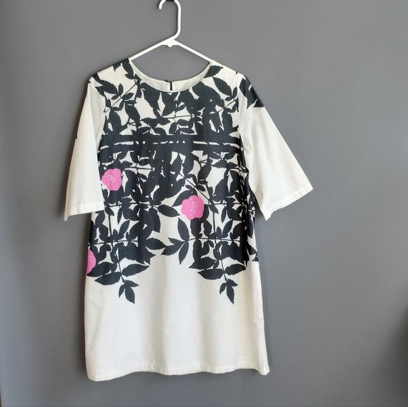 marimekko shift dress, border print supergraphic shadow flowers - Picture 1 of 7